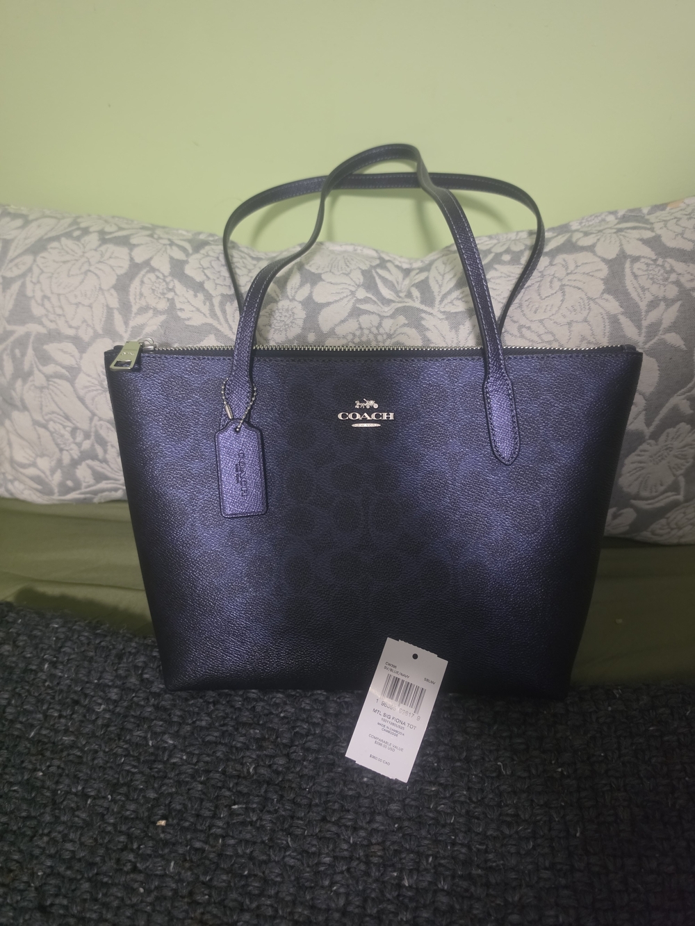 Coach Navy Signature Tote